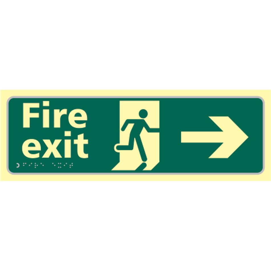 Fire exit man running arrow right - TaktylePh (450 x 150mm)