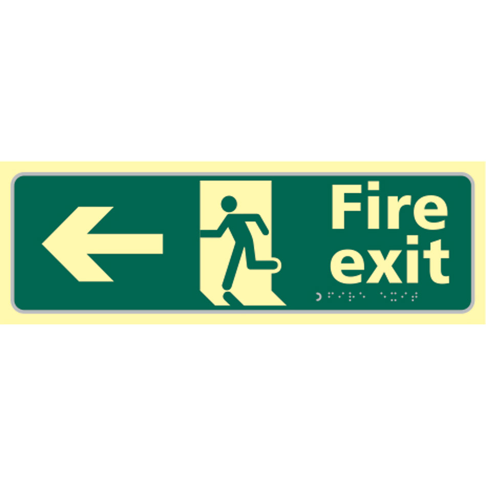 Fire exit man running arrow left - TaktylePh (450 x 150mm)