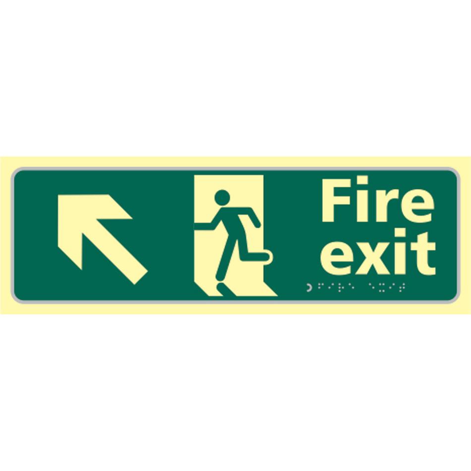 Fire exit man running arrow up/left - TaktylePh (450 x 150mm)