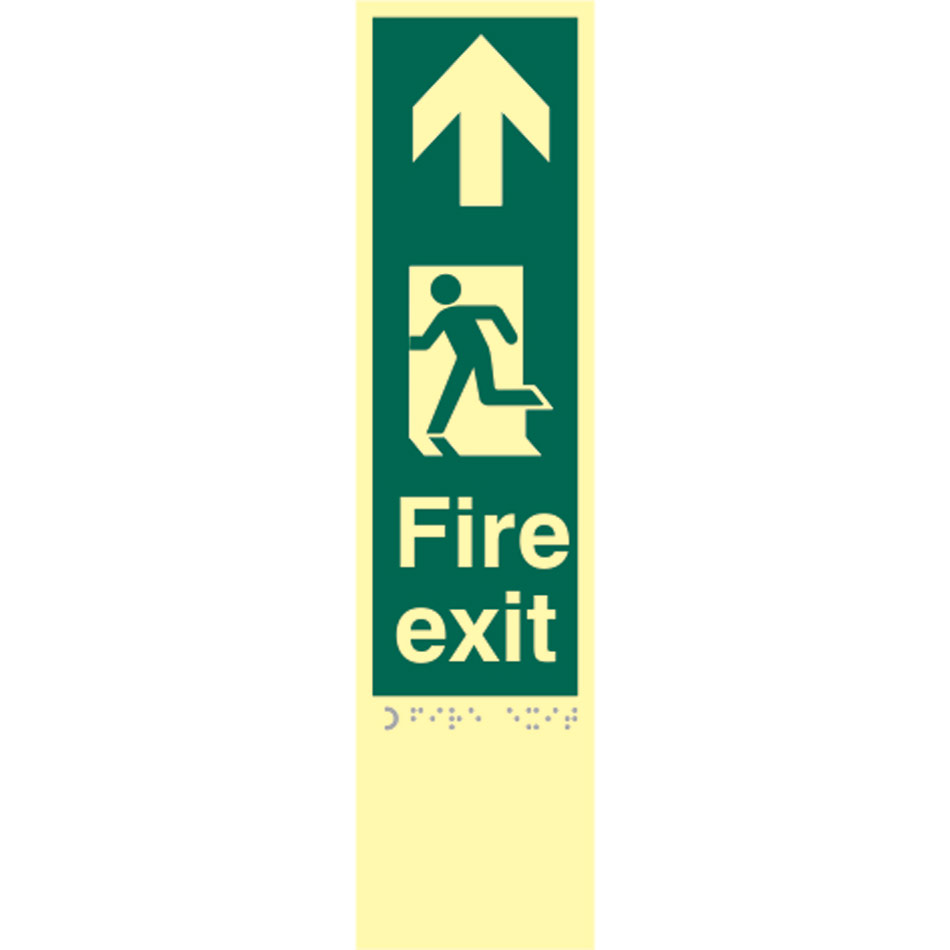 Fire exit man left arrow up - TaktylePh (75 x 300mm)