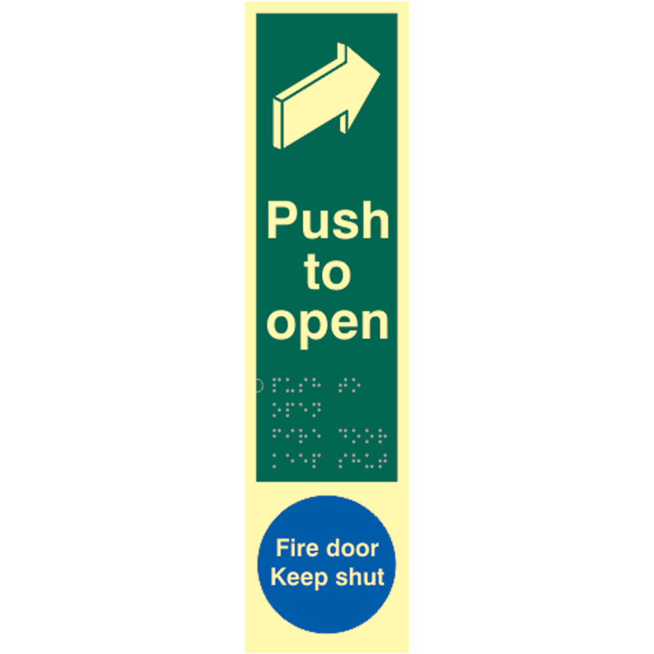Push to open / Fire door Keep shut - TaktylePh (75 x 300mm)