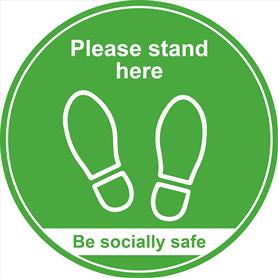 400mm Floor Graphic Please stand here - Green