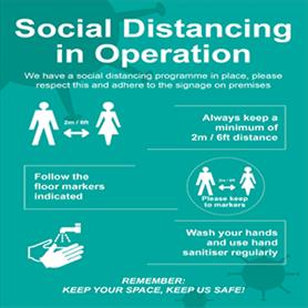 Social distancing in operation (600 x 800mm) RPVC