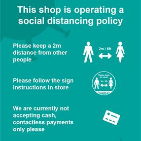 This shop is operating a social distancing policy (300 x 400mm)