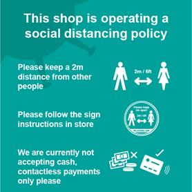 This shop is operating a social distancing policy A - RPVC