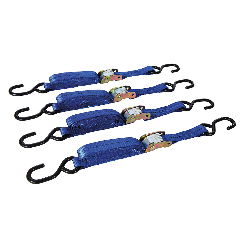 Cam Buckle Tie Down Strap S-Hook 2m x 21mm 4pk