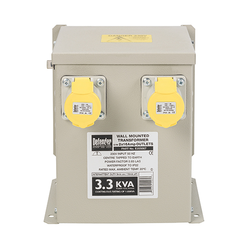 3.3kVA Wall Mounted Transformer 2x 16A Outlets 110V First Safety