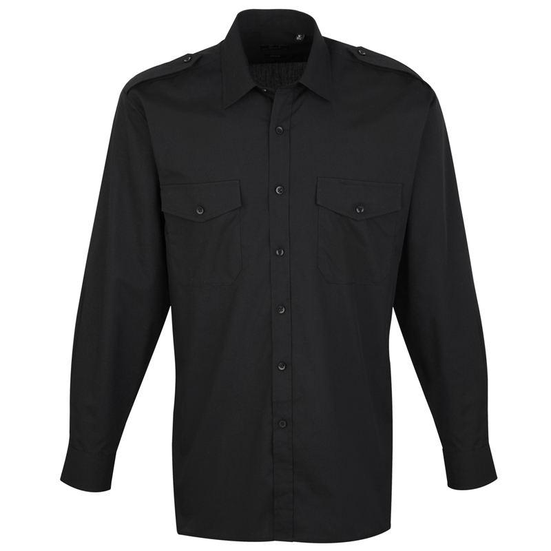 Long sleeve pilot shirt Black 14.5