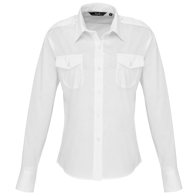 Women's long sleeve pilot shirt White 8