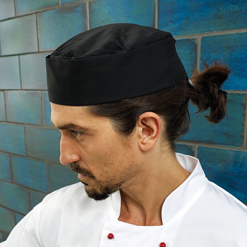 Turn-up chef's hat Black Large
