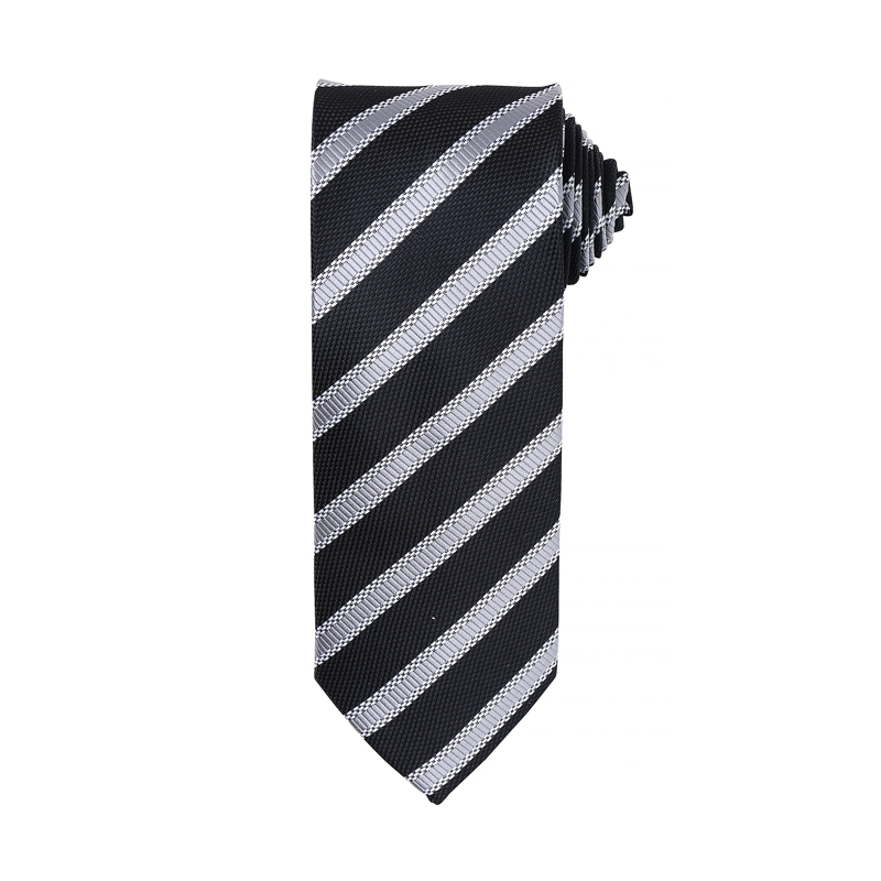Waffle stripe tie Black/ Dark Grey