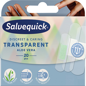 Salvequick Water Resistant Transparent Plasters with Aloe Vera