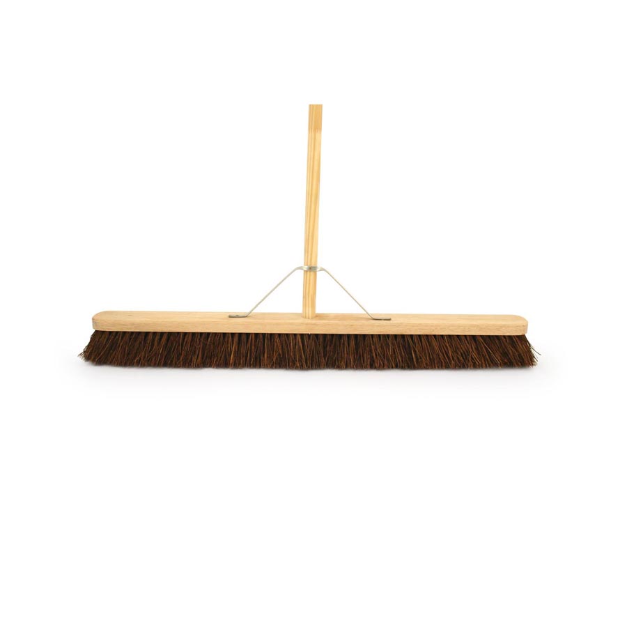36" Stiff Bassine Broom c/w 54" Wooden Handle & Metal Support Stay