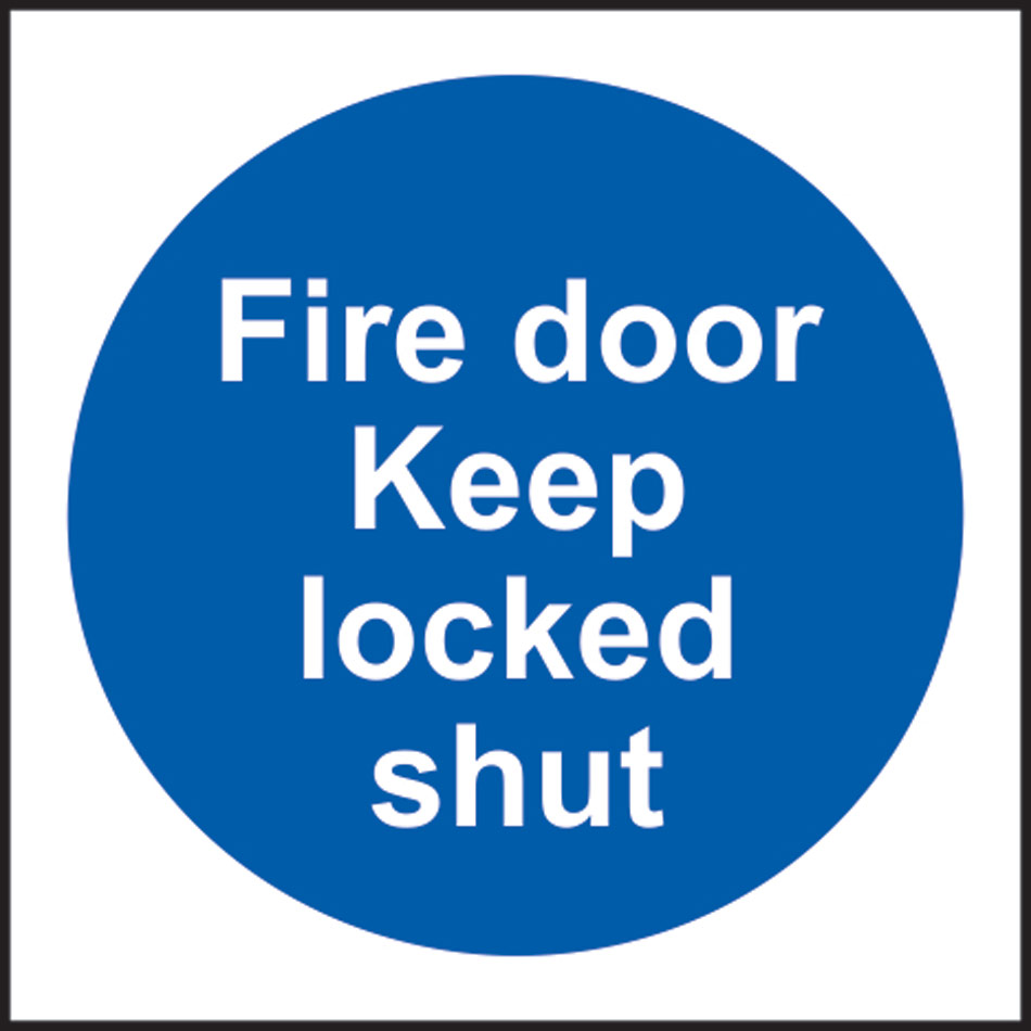 Fire door Keep locked shut (Multipack of 10) - PVC (70 x 70mm) 