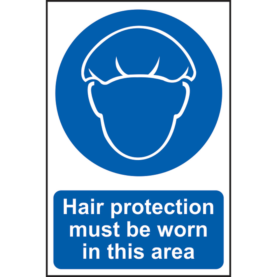 Hair protection must be worn - PVC (200 x 300mm)