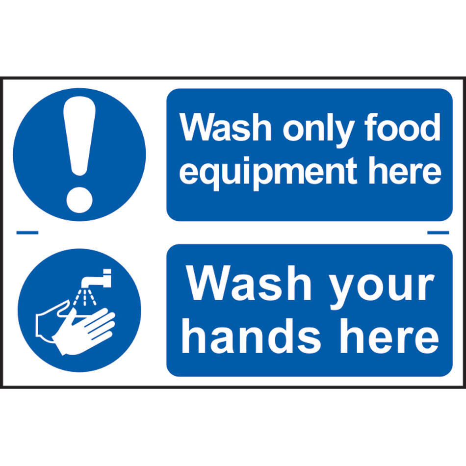 Wash only food equipment here / Wash your hands here - PVC (300 x 200mm) 