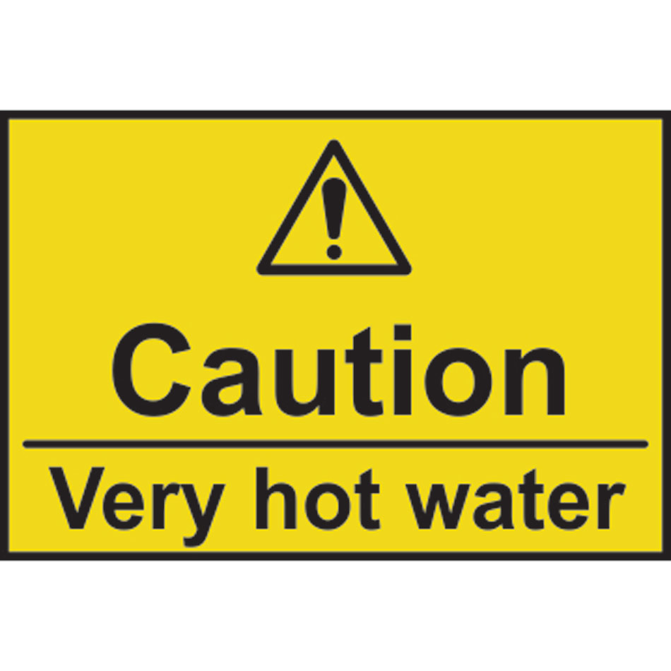 Caution Very hot water - RPVC (75 x 50mm)