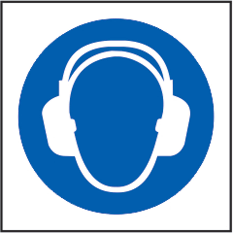 Wear ear protection symbol - RPVC (100 x 100mm)