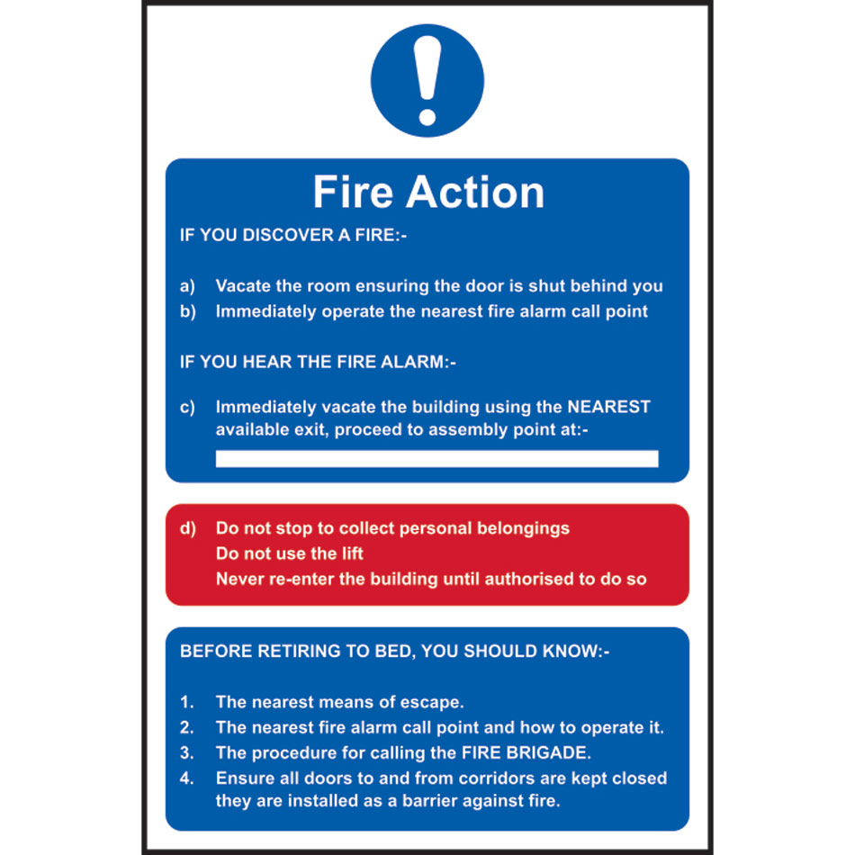Fire action procedure - RPVC (200 x 300mm)