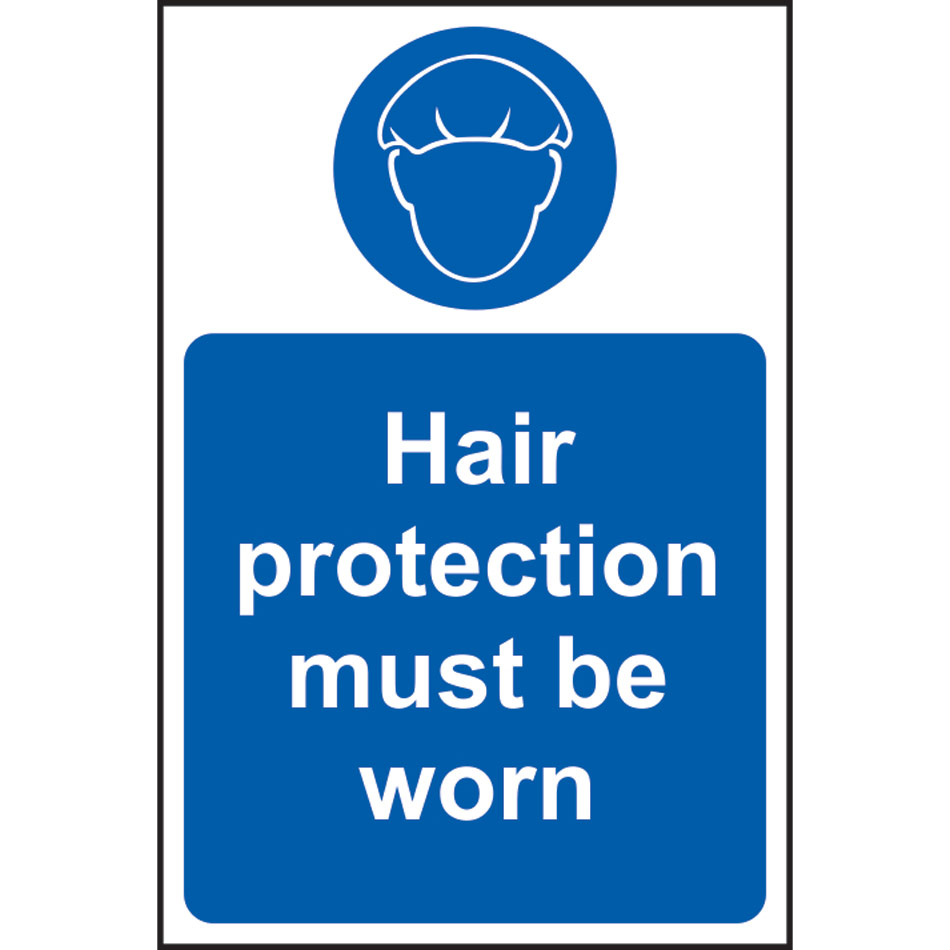 Hair protection must be worn - RPVC (200 x 300mm)