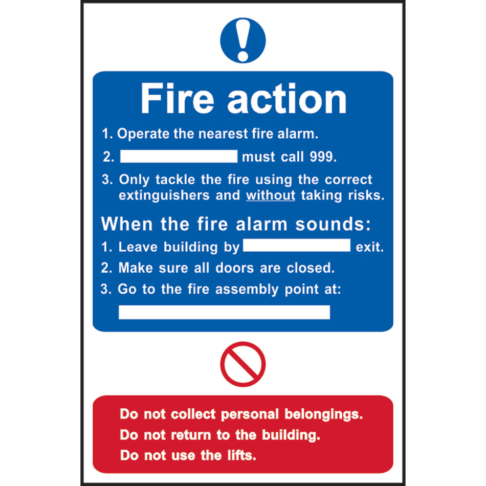 Fire action procedure - SAV (200 x 300mm)