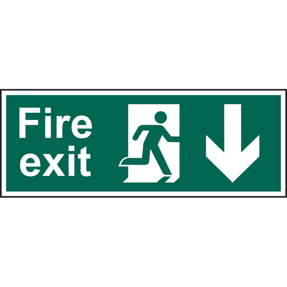 Fire exit (Man arrow down) - SAV (400 x 150mm)