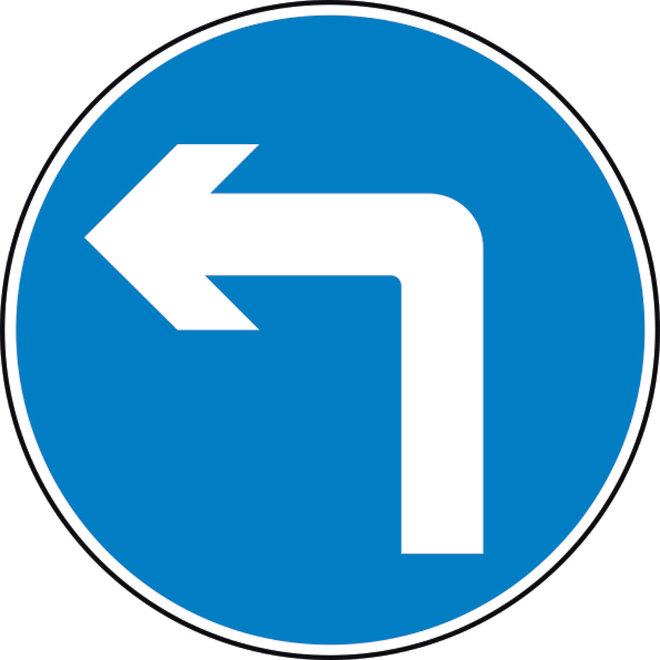600mm dia. Dibond 'Left Turn' Road Sign (without channel)