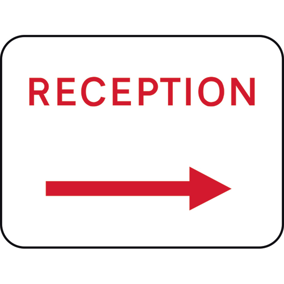 600 x 450mm Dibond 'Reception Arrow Right' Road Sign (without channel)