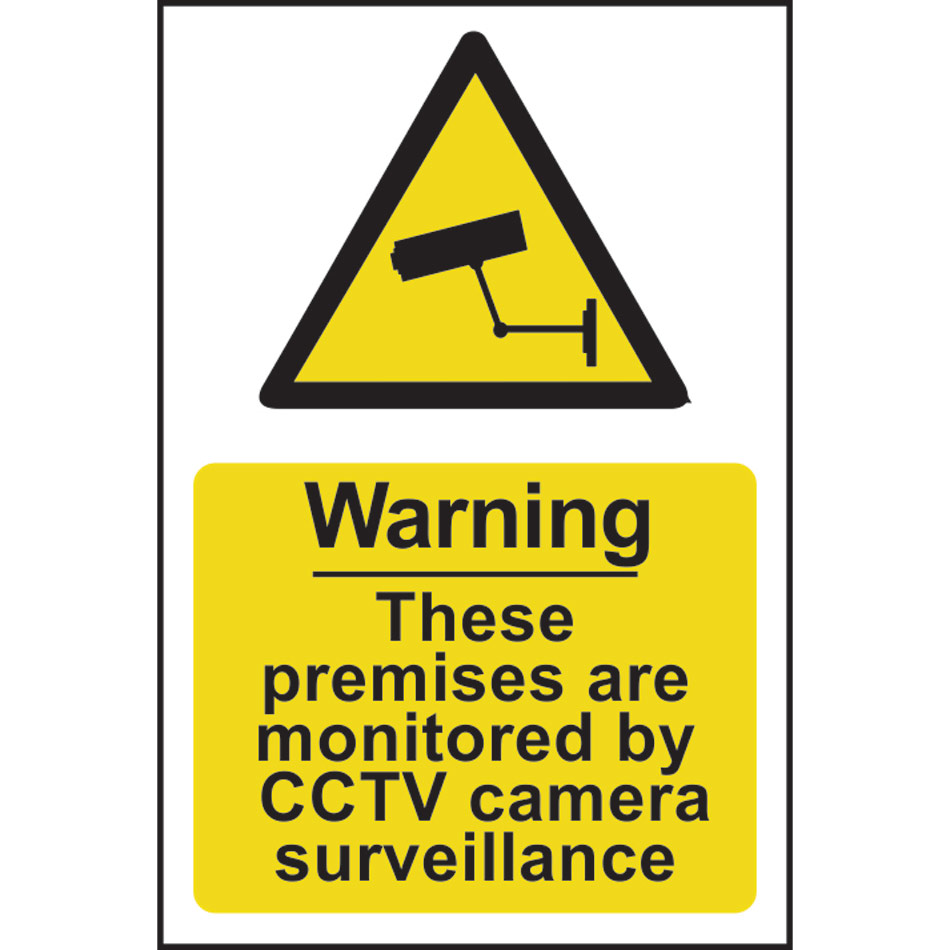 Warning These premises are monitored by CCTV camera surveillance - PVC (200 x 300mm)