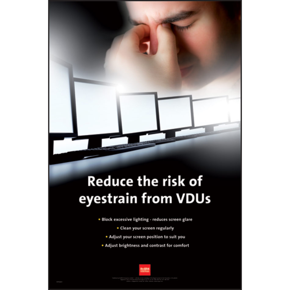RoSPA Safety Poster - Reduce the risk of eyestrain from VDU's (Laminated)