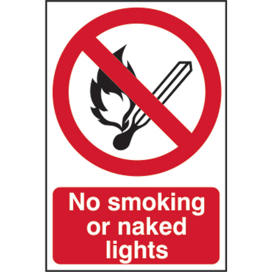 No smoking or naked lights - RPVC 200 x 300mm