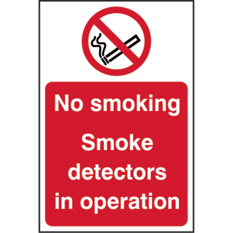 No smoking Smoke detectors in operation - RPVC (200 x 300mm)