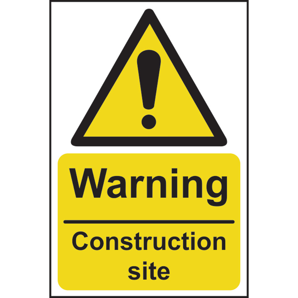 Warning Construction site - RPVC (200 x 300mm)