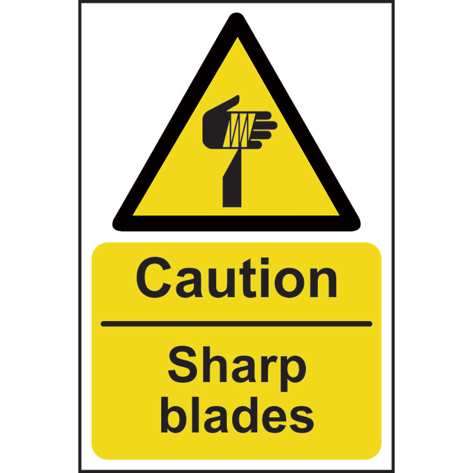 Caution Sharp blades - RPVC (200 x 300mm)