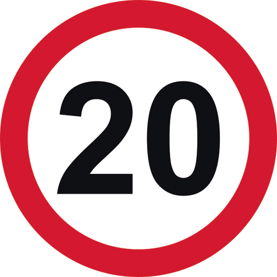 450mm dia. Dibond 20mph Road Sign (without channel)