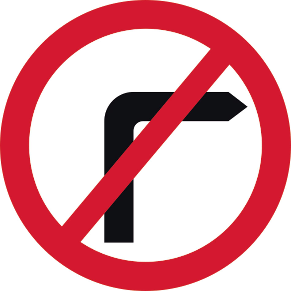 450mm dia. Dibond 'No Right Turn' Road Sign (with channel)