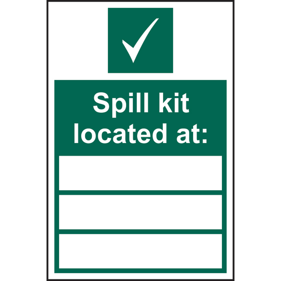 Spill kit located at____ - RPVC (200 x 300mm)