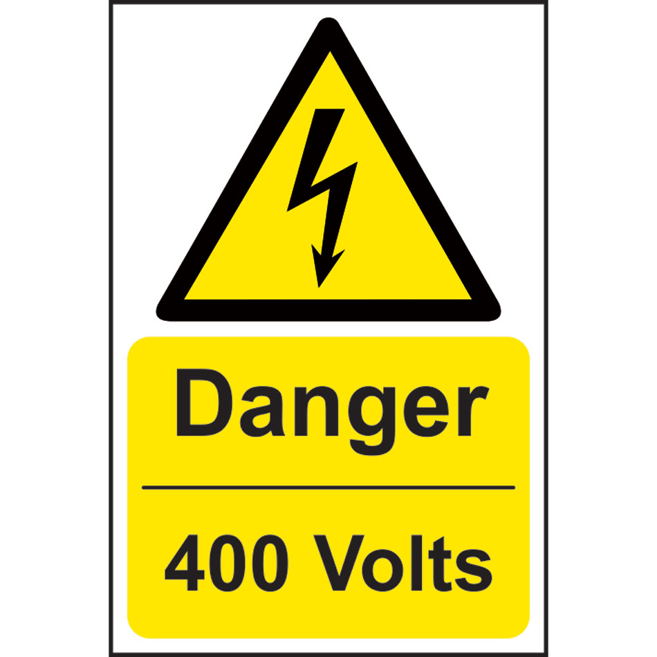 Danger 400 volts - RPVC (200 x 300mm)
