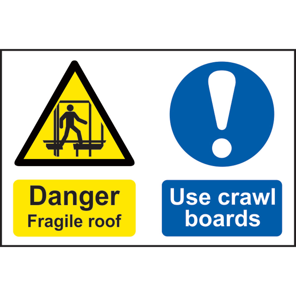 Danger fragile roof Use crawl boards - RPVC (600 x 400mm)