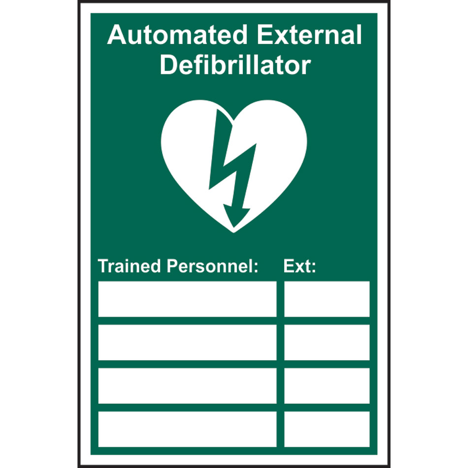 Automated External Defibrillator Trained Personnel- RPVC (200 x 300mm)