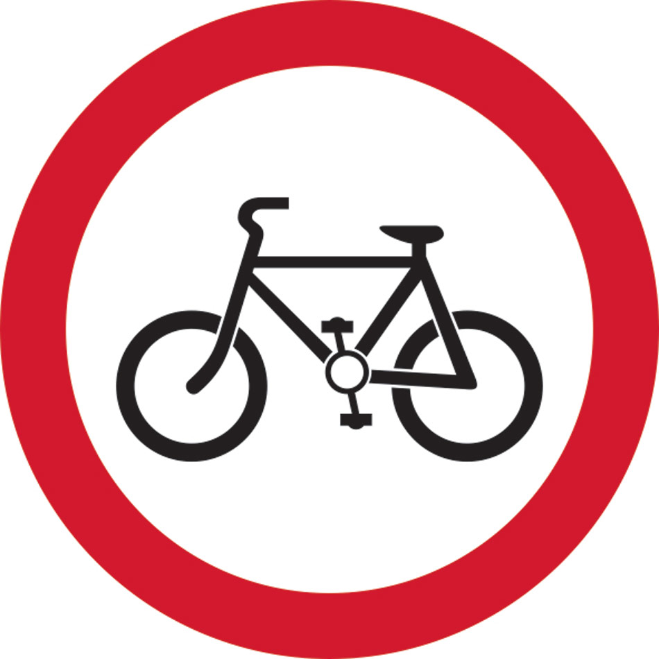 450mm dia. Dibond 'Cyclists Prohibited' Road Sign (without channel)