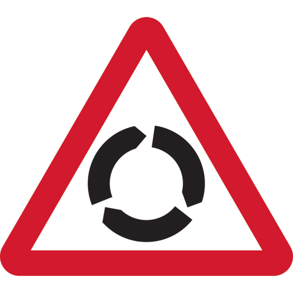 600mm tri. Dibond 'Roundabout ahead' Road Sign (without channel)