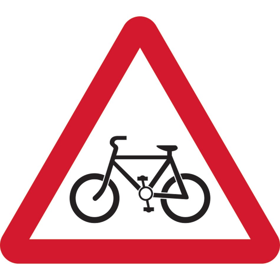 600mm tri. Dibond 'Cycle route ahead' Road Sign (without channel)