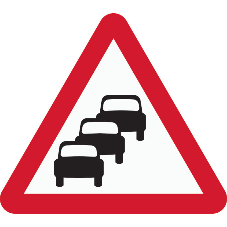 600mm tri. Dibond 'Queues likely ahead' Road Sign (without channel)