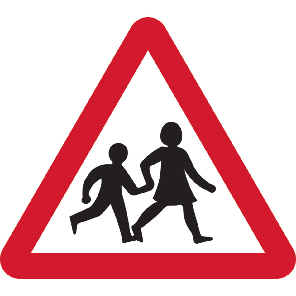 600mm tri. Dibond 'Children going to or from school or playground ahead' Road Sign (without channel)