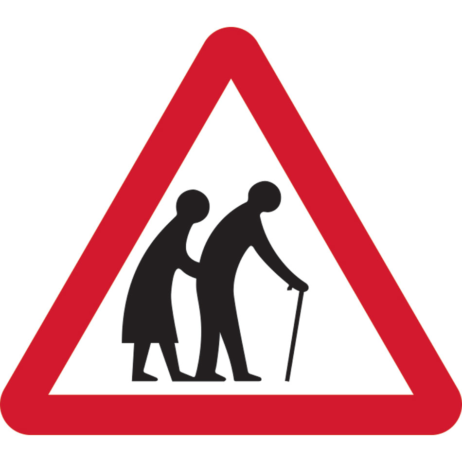 600mm tri. Dibond 'Frail Or Disabled Pedestrians' Road Sign (without channel)