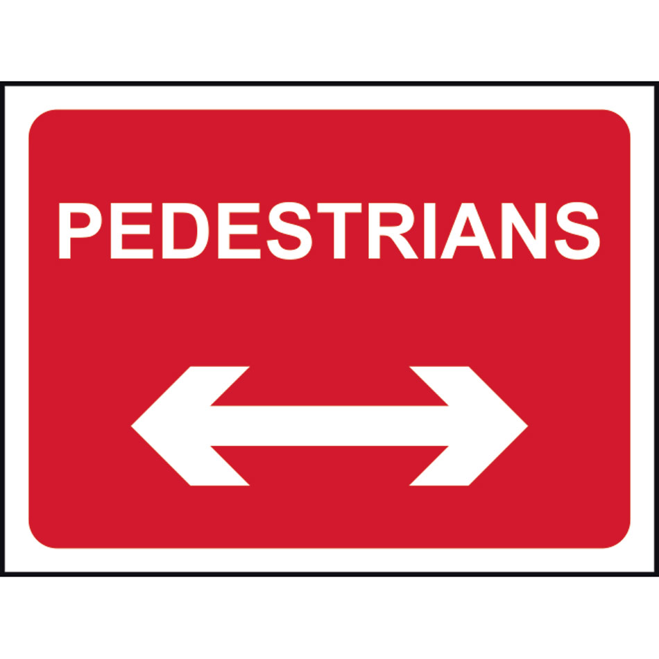 1050 x 750mm  Temporary Sign - Pedestrians (arrow left & right)
