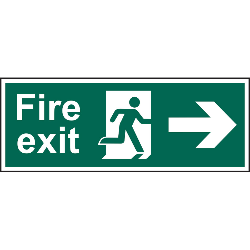 Fire exit running man arrow right - FMX D/SIDED (450 x 150mm)