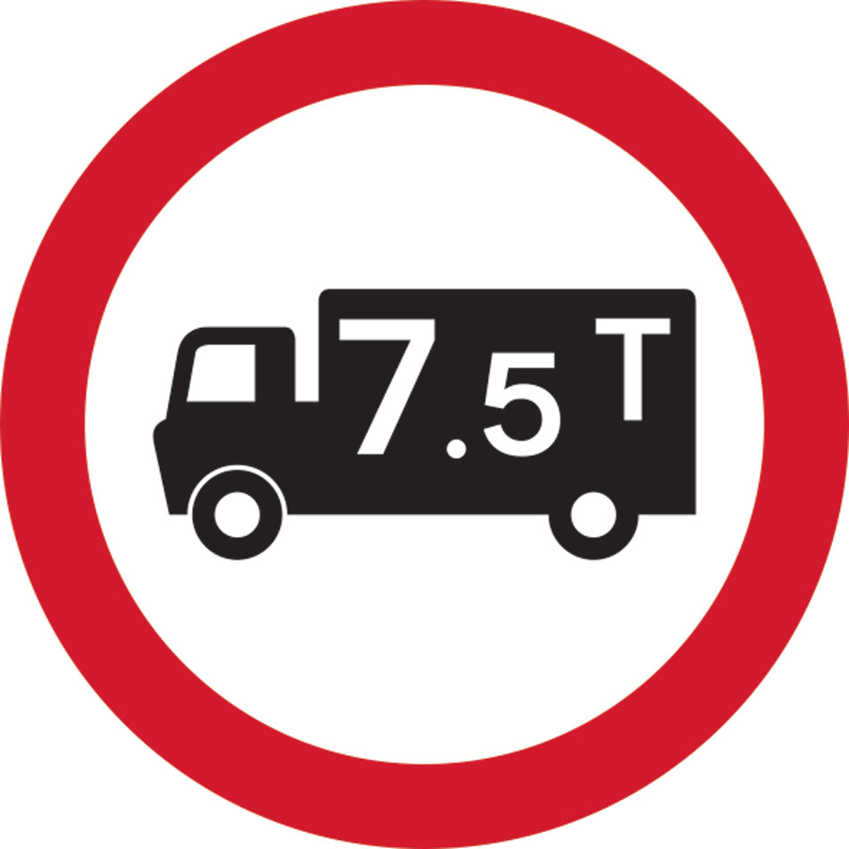 600mm dia. Dibond '7.5 Tonne Weight Restriction' Road Sign (without channel)