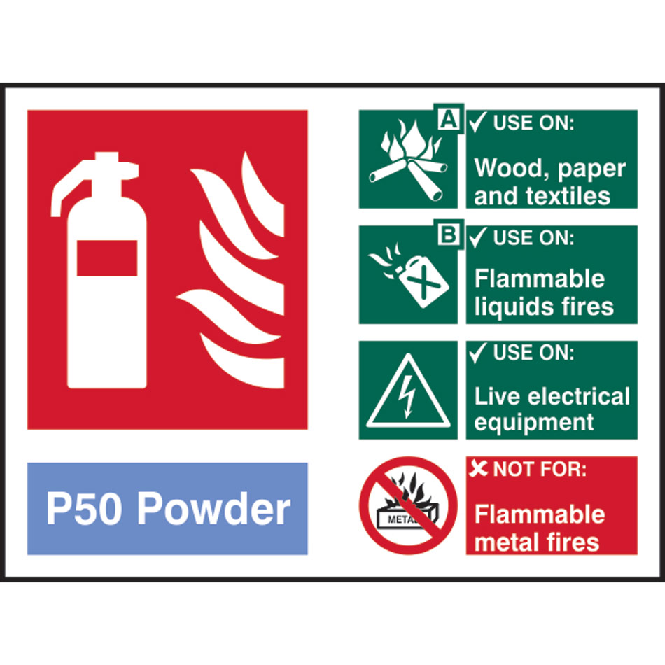 Fire Extinguisher composite - P50 Powder - RPVC (200 x 150mm)